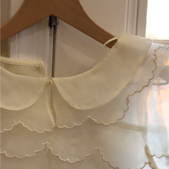 SCALLOP EMBROIDERED ORGANZA BLOUSE TOP - Picture 5 of 5